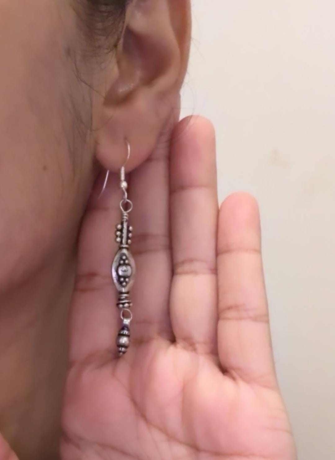 925 Sterling Silver Antique Tribal Silver Self Designed Hook Earrings