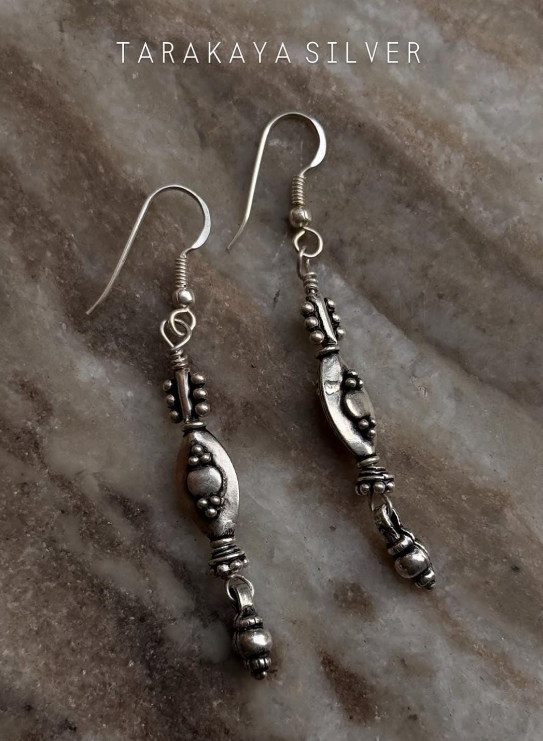 925 Sterling Silver Antique Tribal Silver Self Designed Hook Earrings