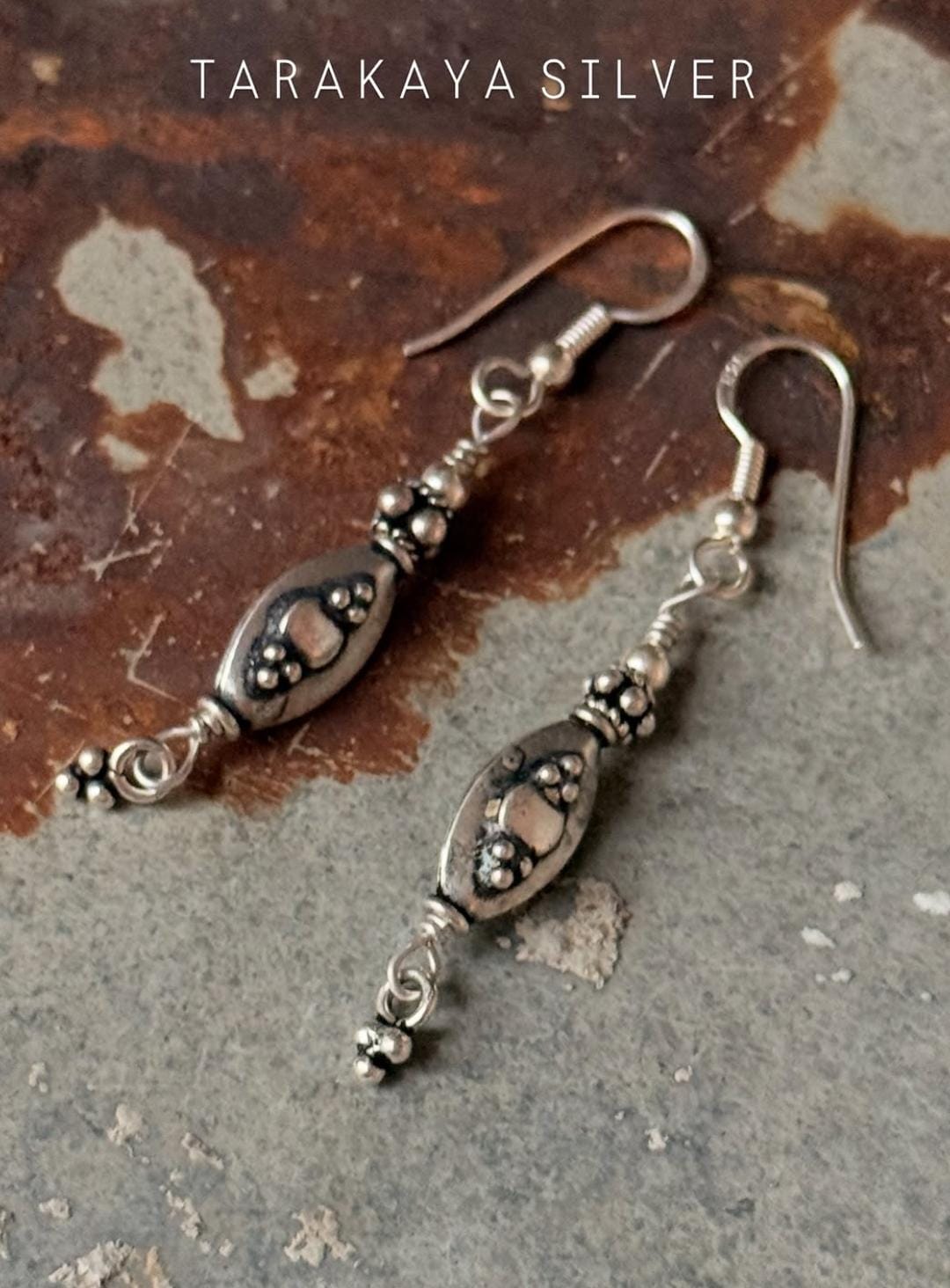 925 Sterling Silver Antique Tribal Silver Beads Designed Hook Earrings