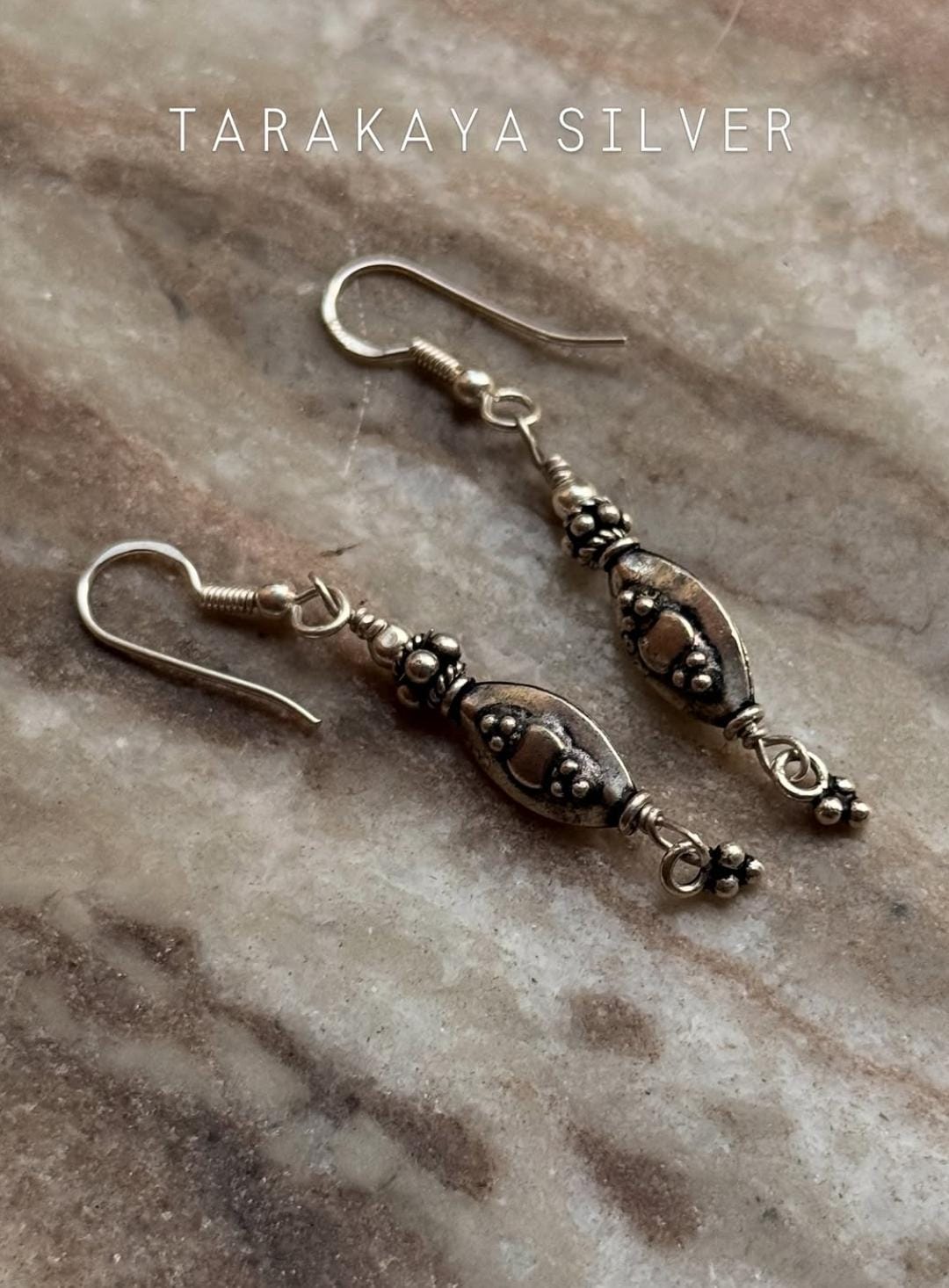 925 Sterling Silver Antique Tribal Silver Beads Designed Hook Earrings