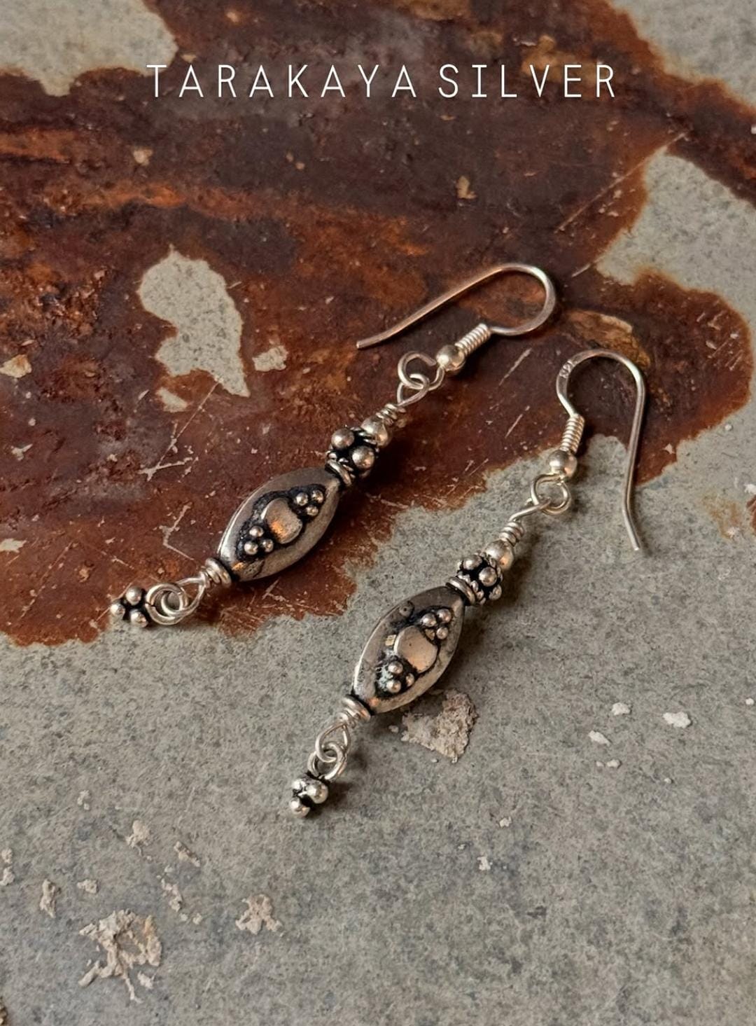 925 Sterling Silver Antique Tribal Silver Beads Designed Hook Earrings