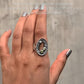 925 Sterling Silver Geode Detailed Peridot, White Topaz Rustic Statement Ring