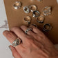 925 Sterling Silver Green Amethyst Pear Hula Chunky Signet Ring