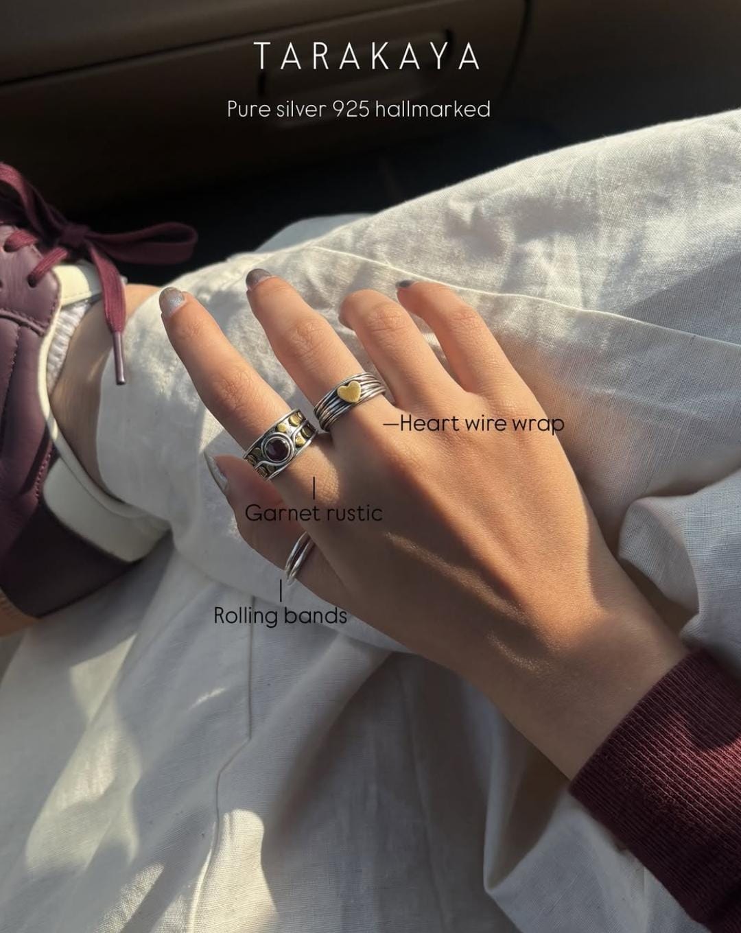 925 Sterling Silver Wire Wrap Heart Handcrafted Band Ring
