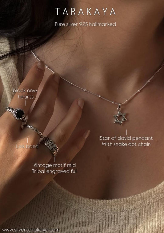 925 Sterling Silver Star Of David 6 Points Unisex Pendant