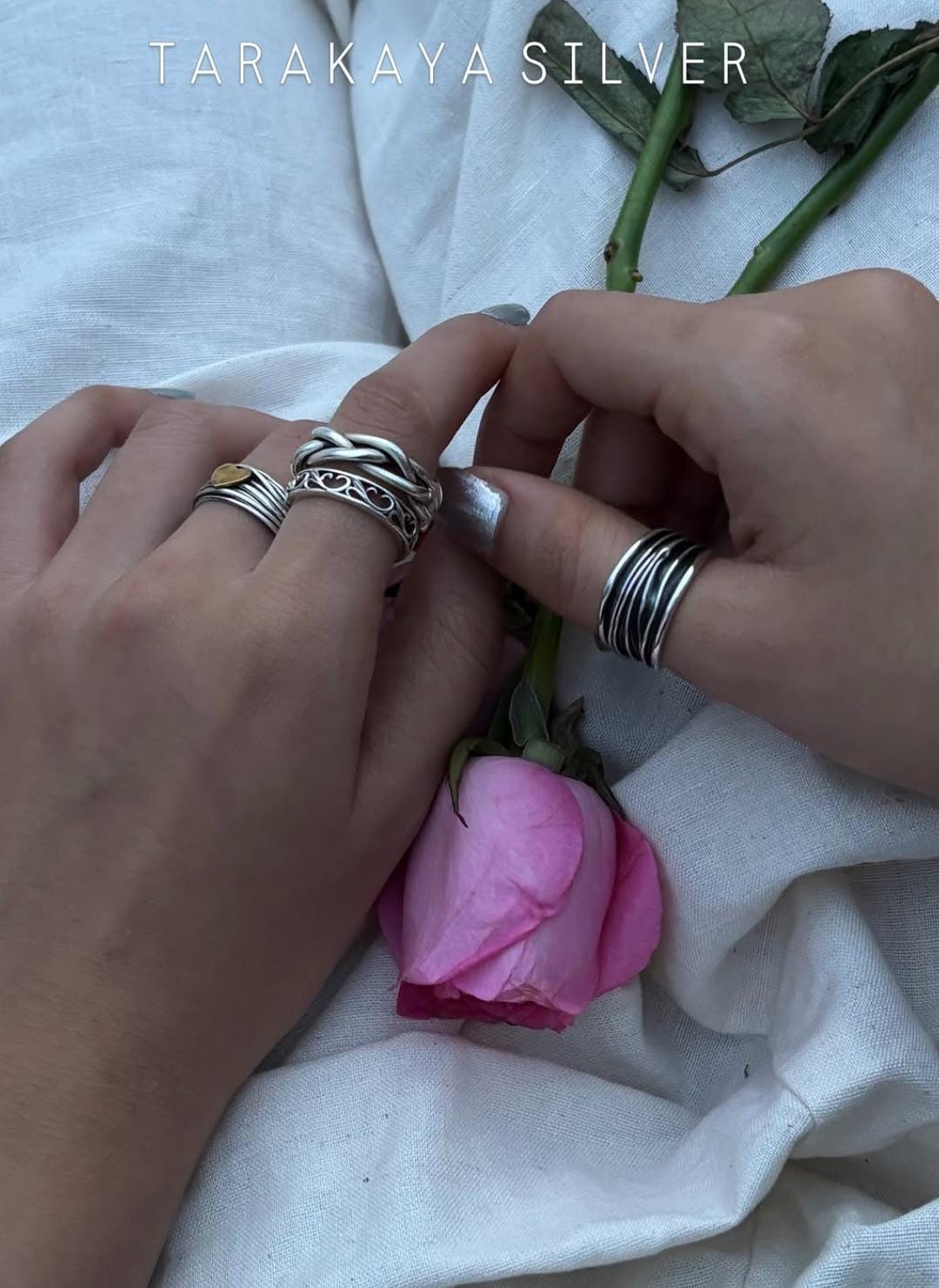 925 Sterling Silver Draped Textured Band Ring