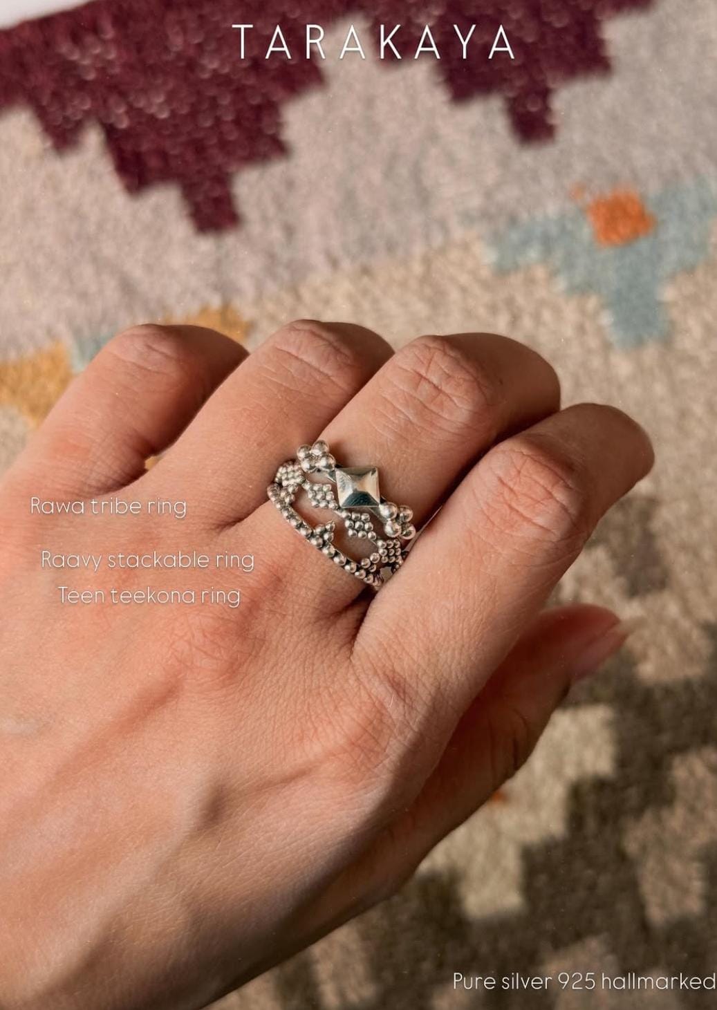 925 Sterling Silver Boho Rawa Tribe Ring