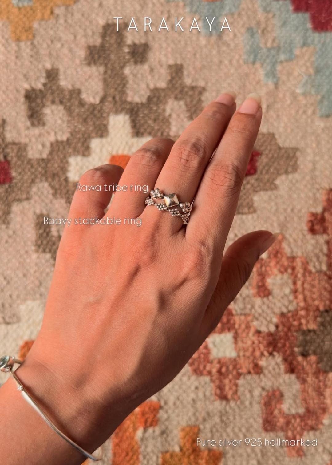 925 Sterling Silver Boho Rawa Tribe Ring