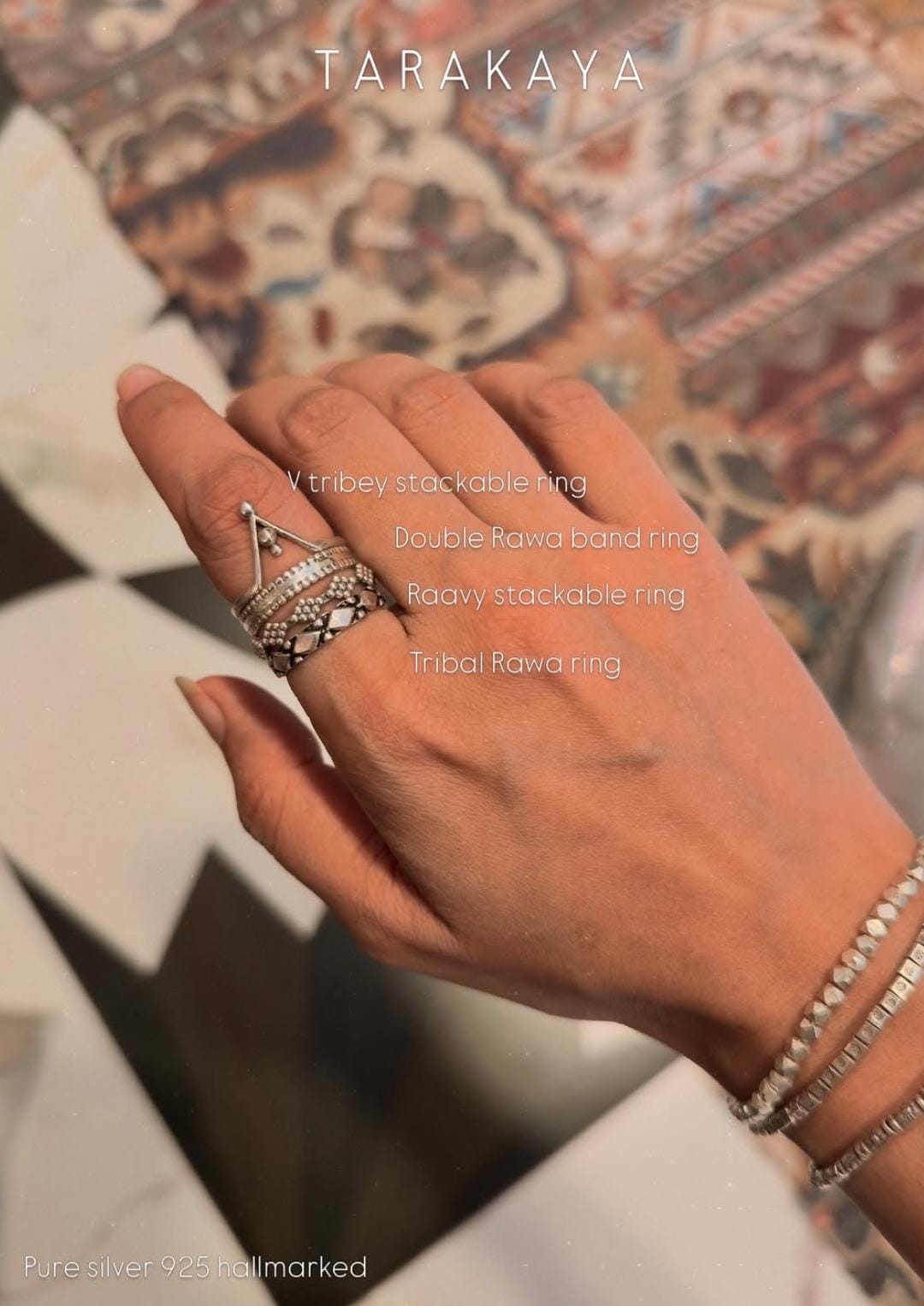 925 Sterling Silver Tribal Boho Rawa Band Ring