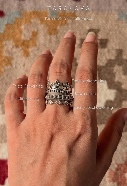 925 Sterling Silver Boho Balinese Fixed Size Ring