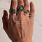 925 Sterling Silver Copper Turquoise Moon Adjustable Ring