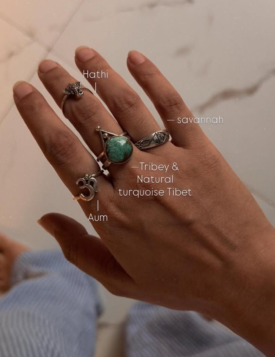 925 Sterling Silver V Tribey Stackable Ring