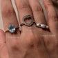 925 Sterling Silver White Cz Heart Adjustable Ring