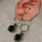 925 Sterling Silver Green Aventurine & Dalmation Jasper Hoops Earrings