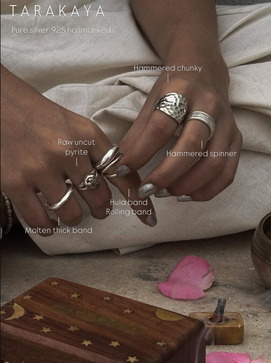 925 Sterling Silver Pyrite Raw Uncut Ring