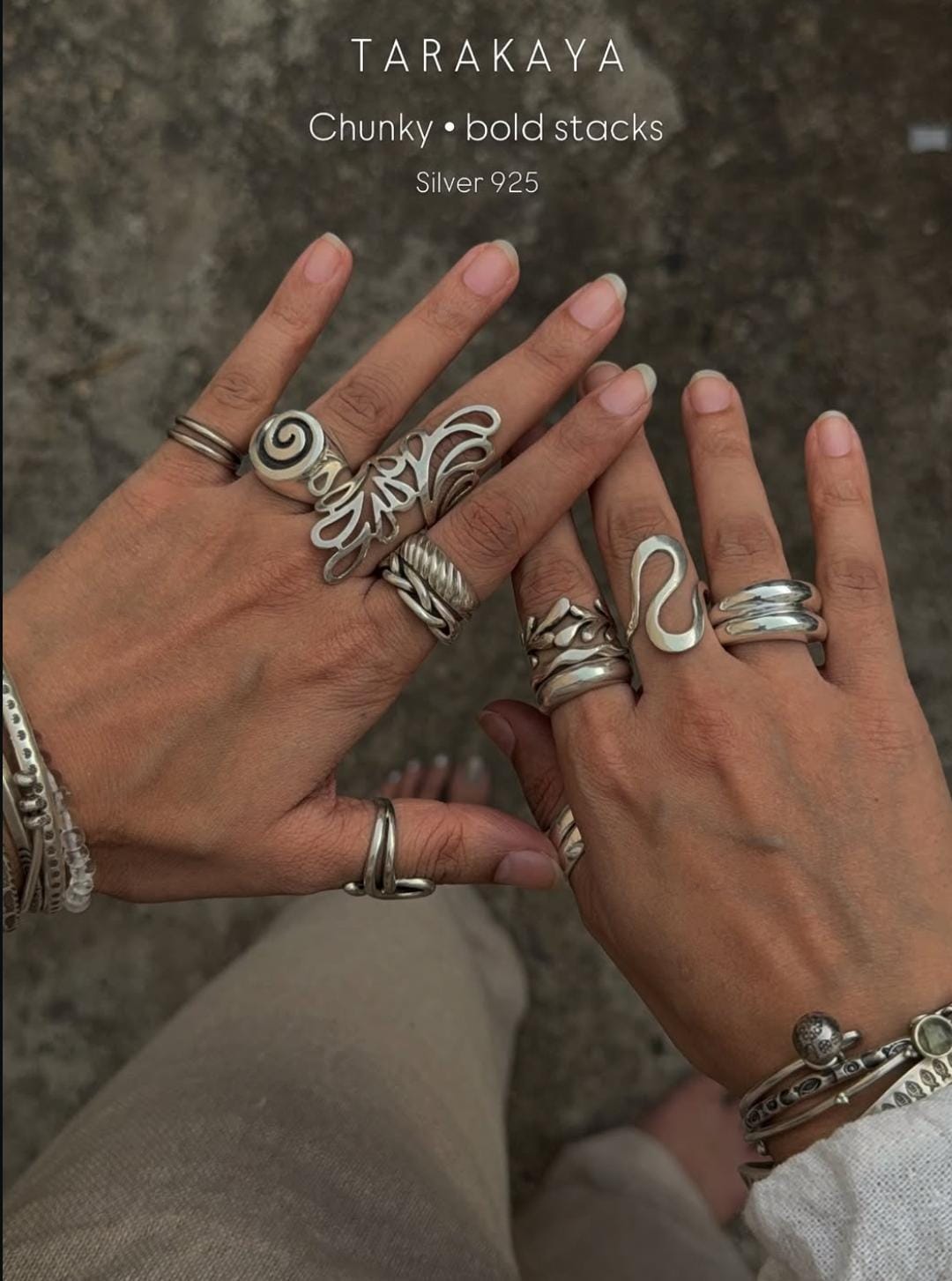 925 Sterling Silver Chunky Twin Hula Dome Band Ring
