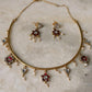 925 Sterling Silver Red Stone , Fresh Water Pearls & Kundan Polki Handcrafted Gold Plated Necklace Set