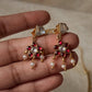 925 Sterling Silver Red Stone , Fresh Water Pearls & Kundan Polki Handcrafted Gold Plated Necklace Set