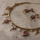 925 Sterling Silver Red Stone , Fresh Water Pearls & Kundan Polki Handcrafted Gold Plated Necklace Set