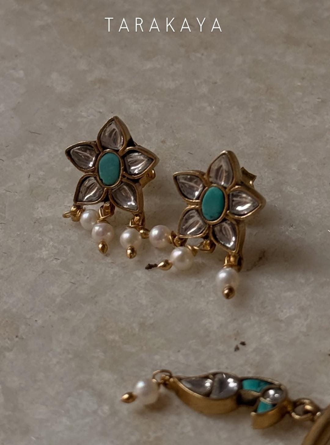 925 Sterling Silver Gold Plated Kundan Polki Necklace