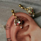 925 Sterling Silver Gold Plated Pink White Stone Kundan Polki & Fresh Water Pearls Pirohi & Charm Bugadi Ear Cuff