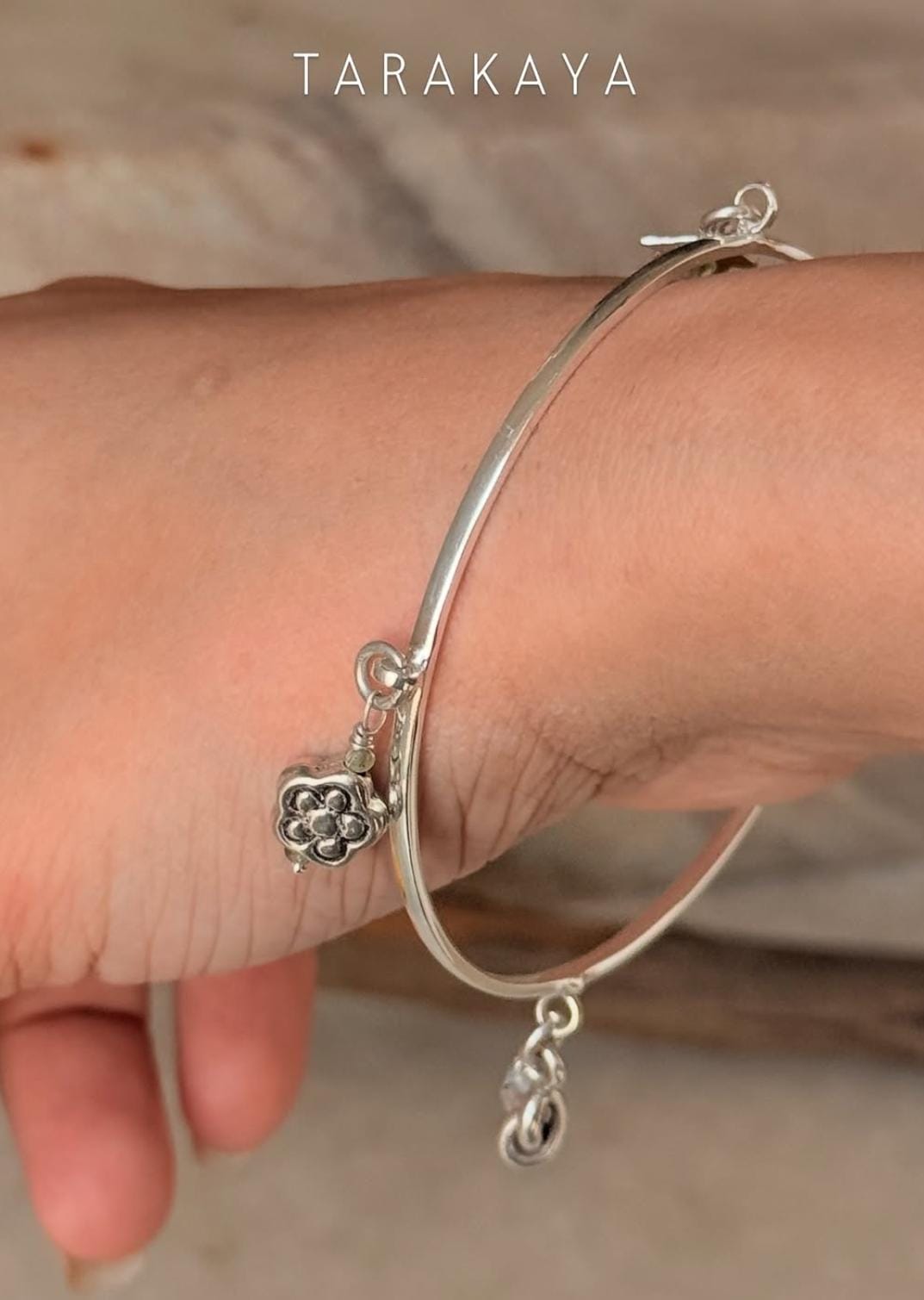 925 Sterling Silver Charm Stackable Bangle- single pc