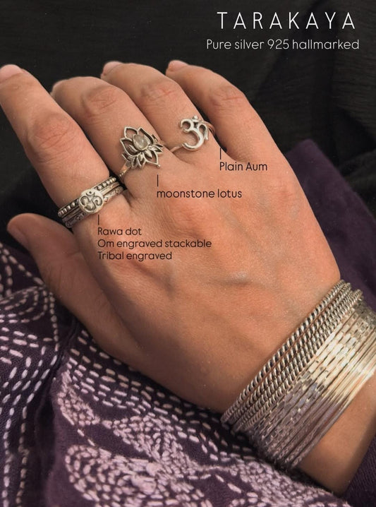 925 Sterling Silver Om/Aum Engraved Stackable Daily Wear Ring