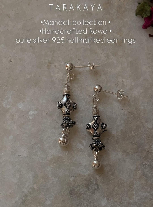 925 Sterling Silver Handcrafted Tribal Mandali Earrings