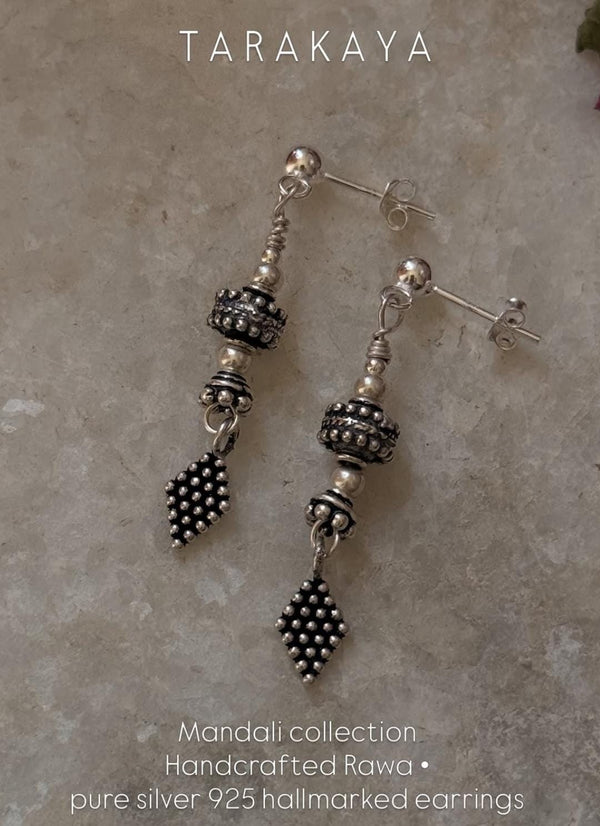 925 Sterling Silver Handcrafted Tribal Mandali Earrings