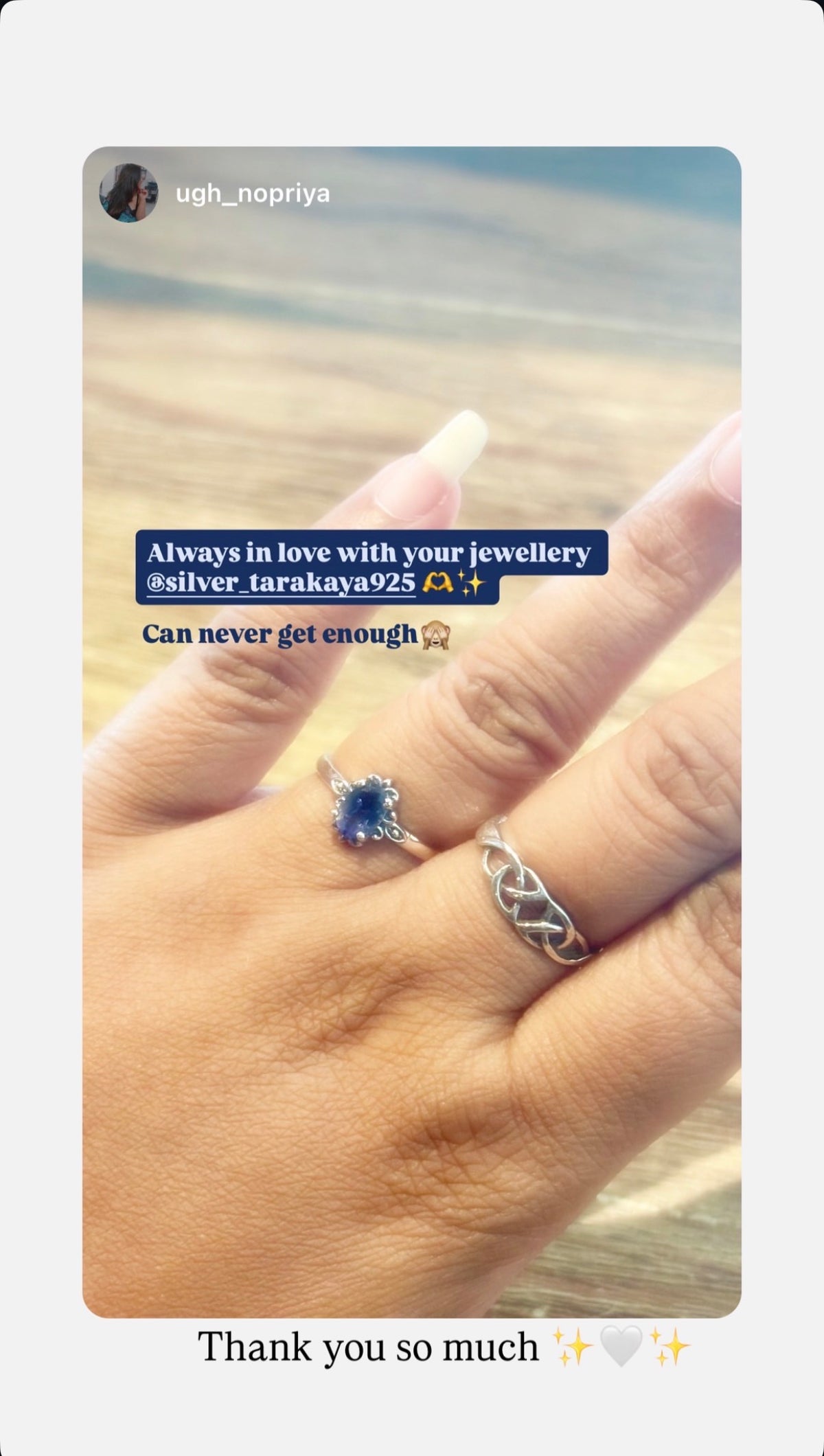925 Sterling Silver Iolite Victorian Style Ring