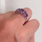 925 Sterling Silver Vintage Style AAA Amethyst Oval Cut Band Ring