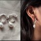 925 Sterling Silver Twig Textured Baroque Pearl Half hoops Earrings